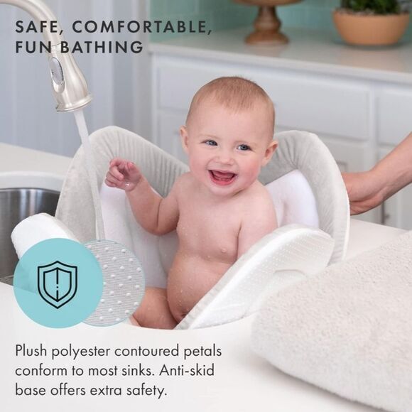 Blooming Bath‎ Lotus Baby Bath Seat Plush Minky Infant Bath Flower Mat Bath Tub - Picture 4 of 11
